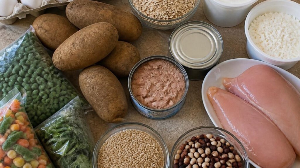 Budget-friendly groceries for easy low calorie high protein meals